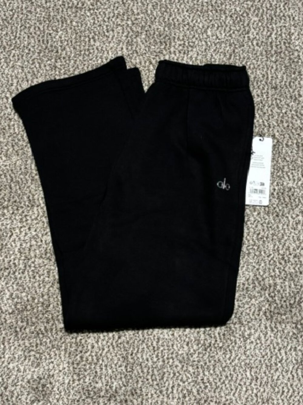 Alo Yoga Black Accolade Jogger Sweatpants Logo Athleisure